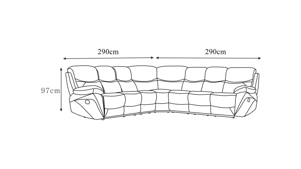 Chelsea Fabric Recliner Corner Lounge Option C Diagram