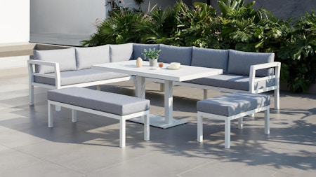 New Bondi White Outdoor Aluminium Lounge & Dining Combo