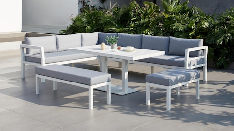 New Bondi White Outdoor Aluminium Lounge & Dining Combo 5 Thumbnail