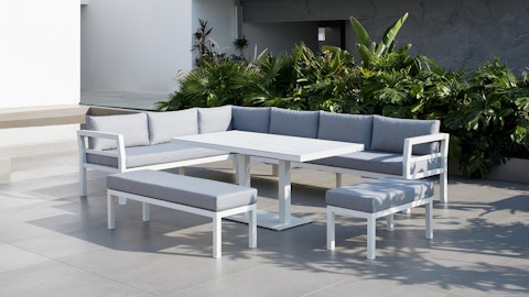 New Bondi White Outdoor Aluminium Lounge & Dining Combo 5 Thumbnail