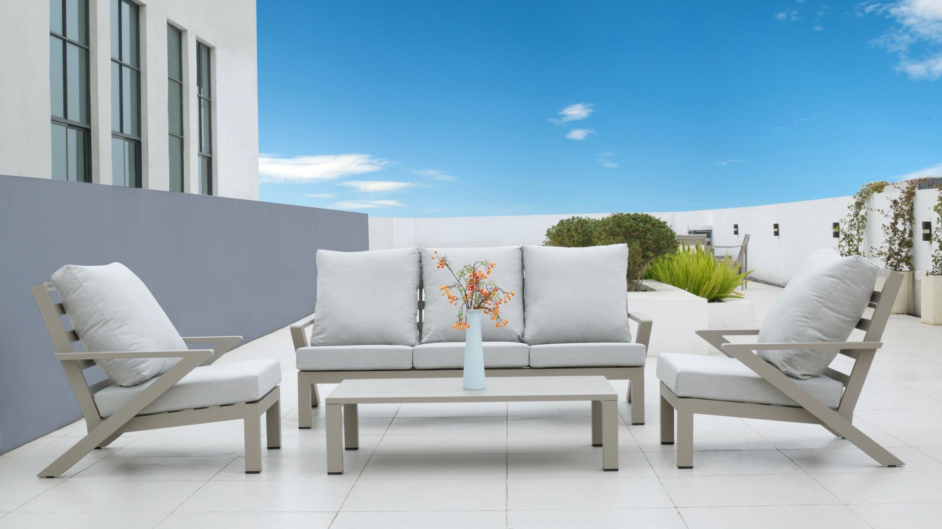 Wentworth Taupe Outdoor Lounge Set 3+1+1 With Coffee Table 6 Thumbnail