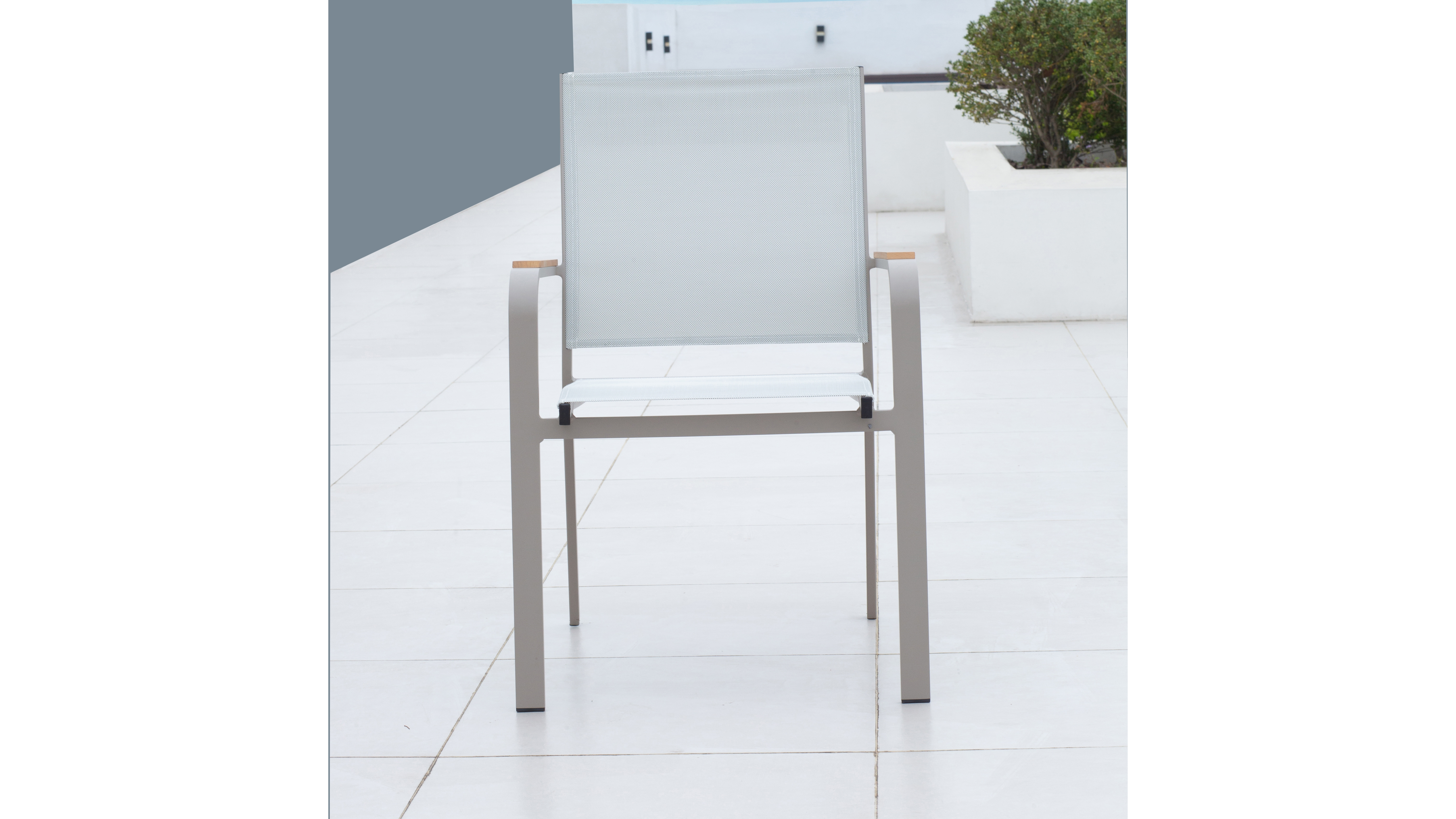 Wentworth Taupe Outdoor Dining Chair With Teak Accent Set Of 6 3 Thumbnail