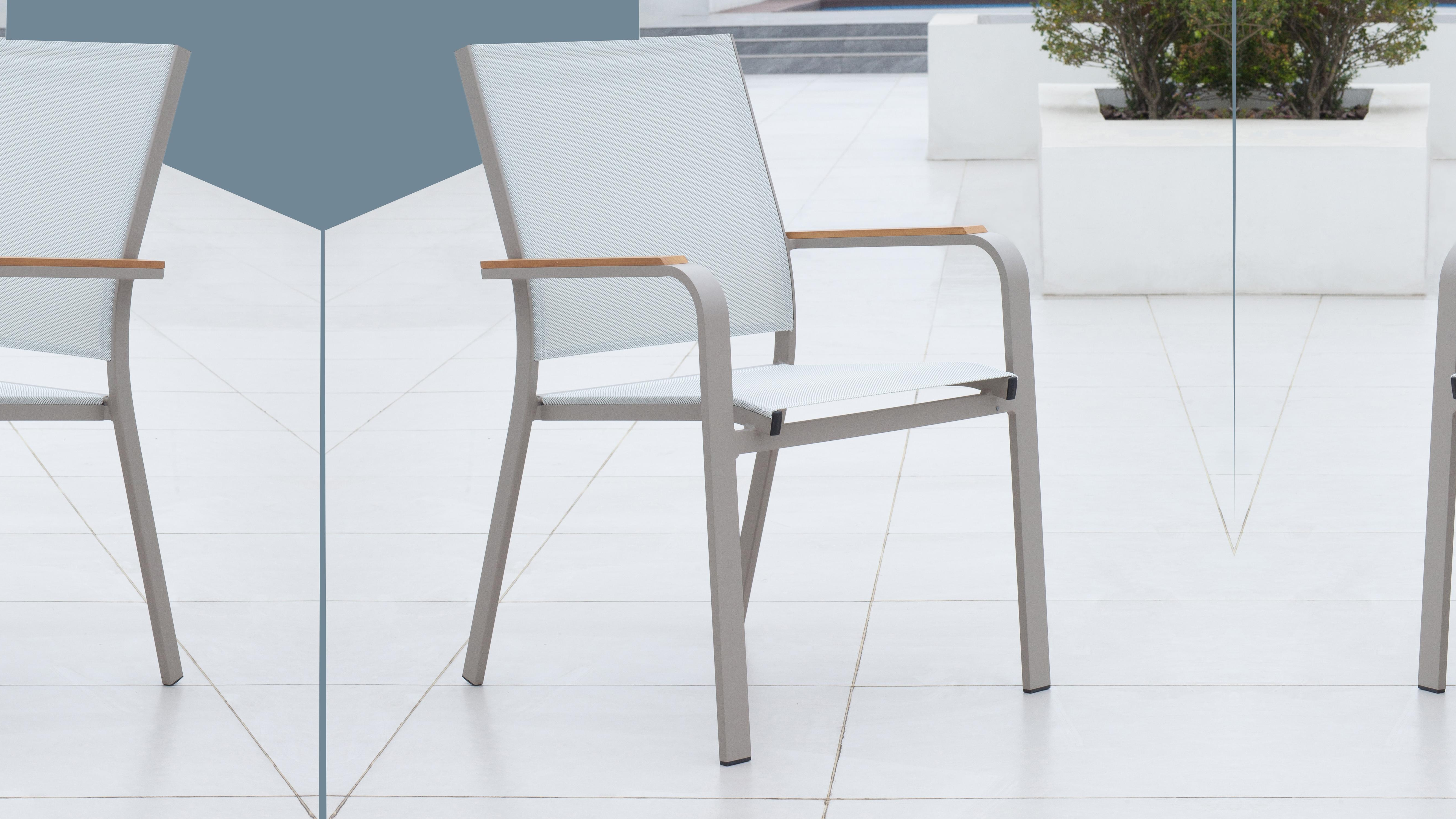 Wentworth Taupe Outdoor Dining Chair With Teak Accent Set Of 6 3 Thumbnail