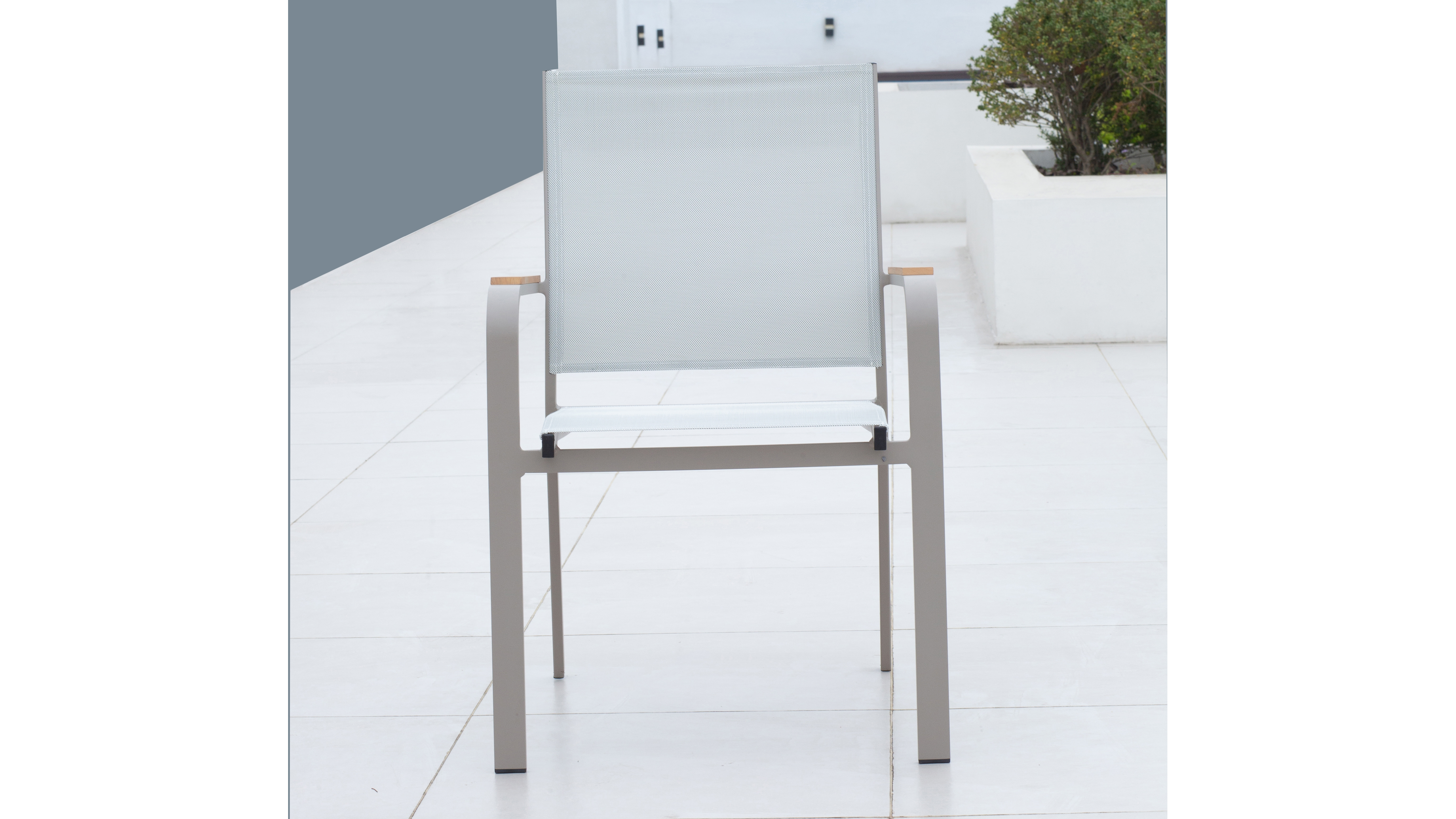 Wentworth Taupe Outdoor Dining Chair With Teak Accent Set Of 4 3 Thumbnail