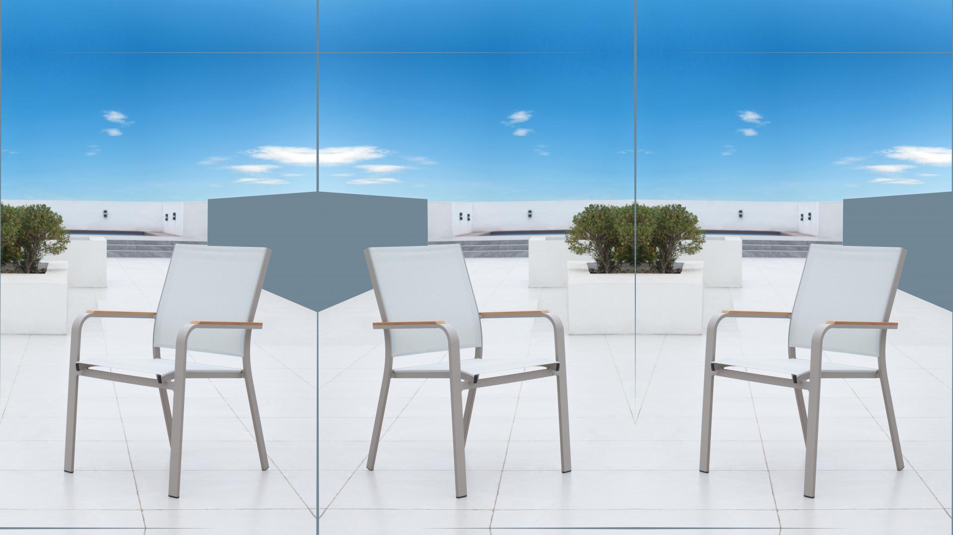 Wentworth Taupe Outdoor Dining Chair With Teak Accent Set Of 4 3 Thumbnail