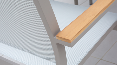 Wentworth Taupe Outdoor Dining Chair With Teak Accent Set Of 4