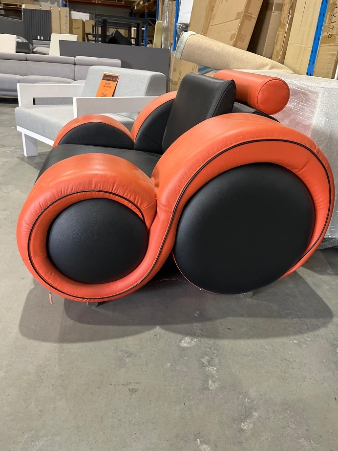 UNWIND Leather Armchair (Material: Leather + Match, Main Colour: Standard Black, Minor Colour: Standard Orange - SKU407975) 3