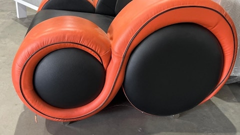 UNWIND Leather Armchair (Material-leather + Match,main Colour-black Standard,minor Colour-orange Standard) 3