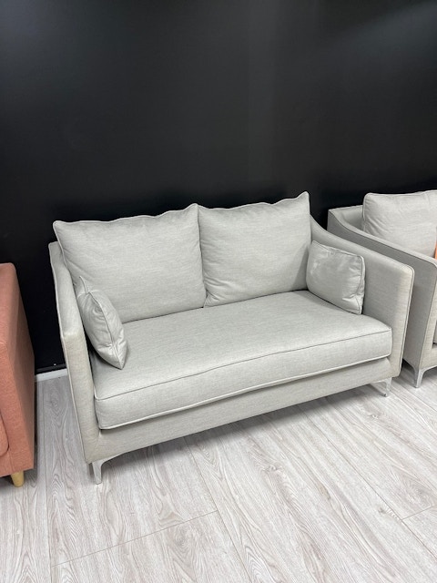 ADA Fabric Two Seat Sofa (Fabric- Gravity Sand ,leg-corner Leg  Chrome ,fill- Feather ,firmness- Soft) 3