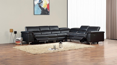 Oxford Leather Recliner Corner Lounge Option B