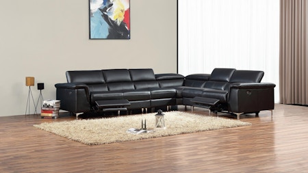Oxford Leather Recliner Corner Lounge Option B