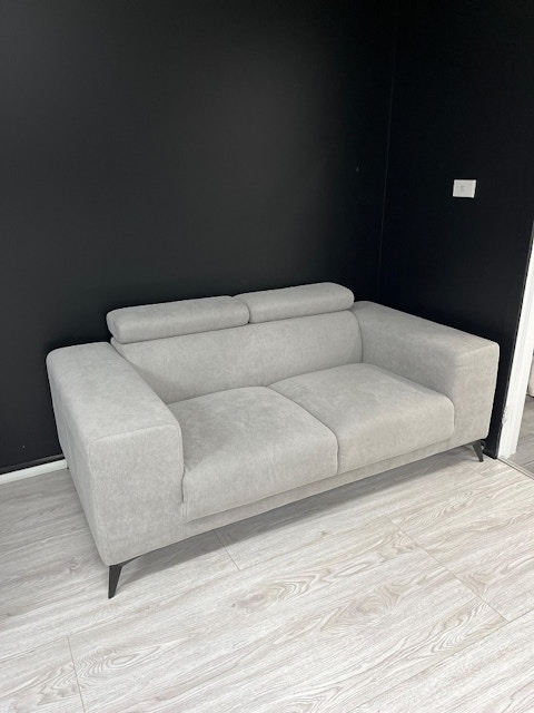 GALAXY Fabric Two Seater Sofa (Fabric- Manisa Fossil ,leg-tapered Leg  Black) 3