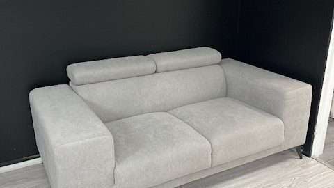 GALAXY Fabric Two Seater Sofa (Fabric- Manisa Fossil ,leg-tapered Leg  Black) 3
