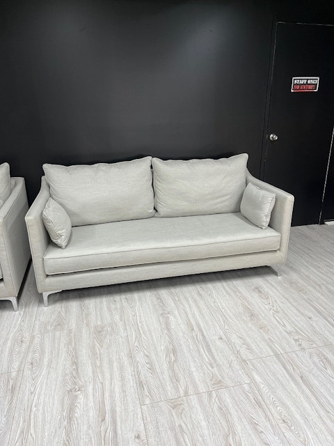 ADA Fabric Three Seat Sofa (Fabric- Gravity Sand ,leg-corner Leg  Chrome ,fill- Feather ,firmness- Soft) 3