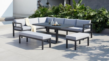 New Bondi Charcoal Outdoor Aluminium Combination Lounge And Dining