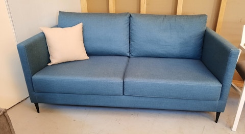 HALLEY Warwick Fabric 2.5 Seat Sofa (Gravity Denim, Pipe Leg Black, Foam-soft. Sold As Is, Warranty Void - Sku0627) 1