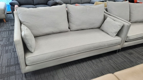 ADA Fabric Three Seat Sofa (Fabric- Gravity Sand ,leg-corner Leg  Chrome ,fill- Feather ,firmness- Soft) 1