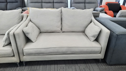 ADA Fabric Two Seat Sofa (Fabric- Gravity Sand ,leg-corner Leg  Chrome ,fill- Feather ,firmness- Soft) 1