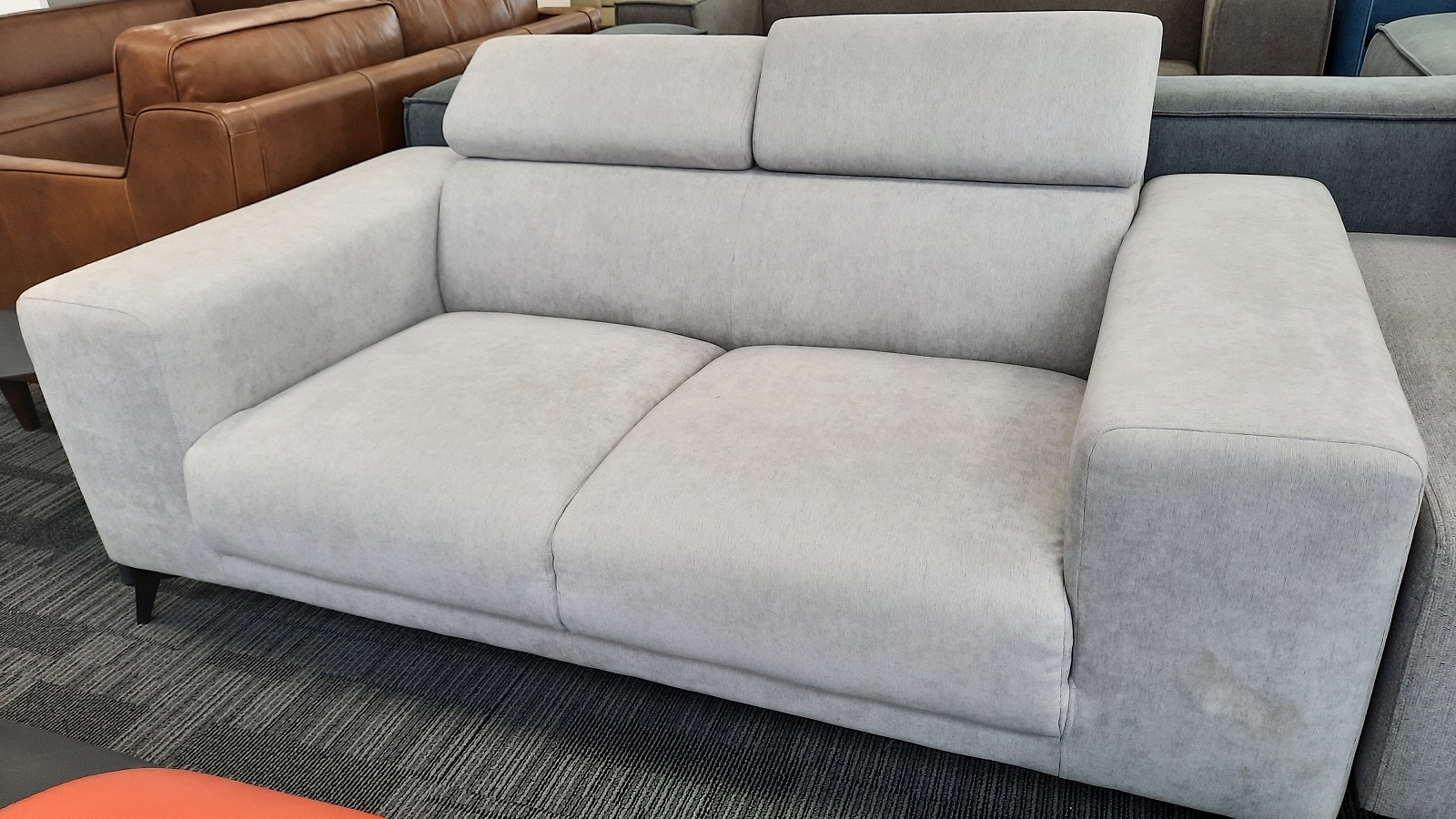 GALAXY Fabric Two Seater Sofa (Fabric- Manisa Fossil ,leg-tapered Leg  Black - SKU2838717) 1