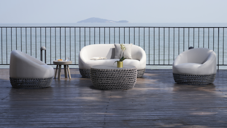 Bundeena Outdoor Rope Sofa Suite 2 + 1 + 1 with Coffee Table