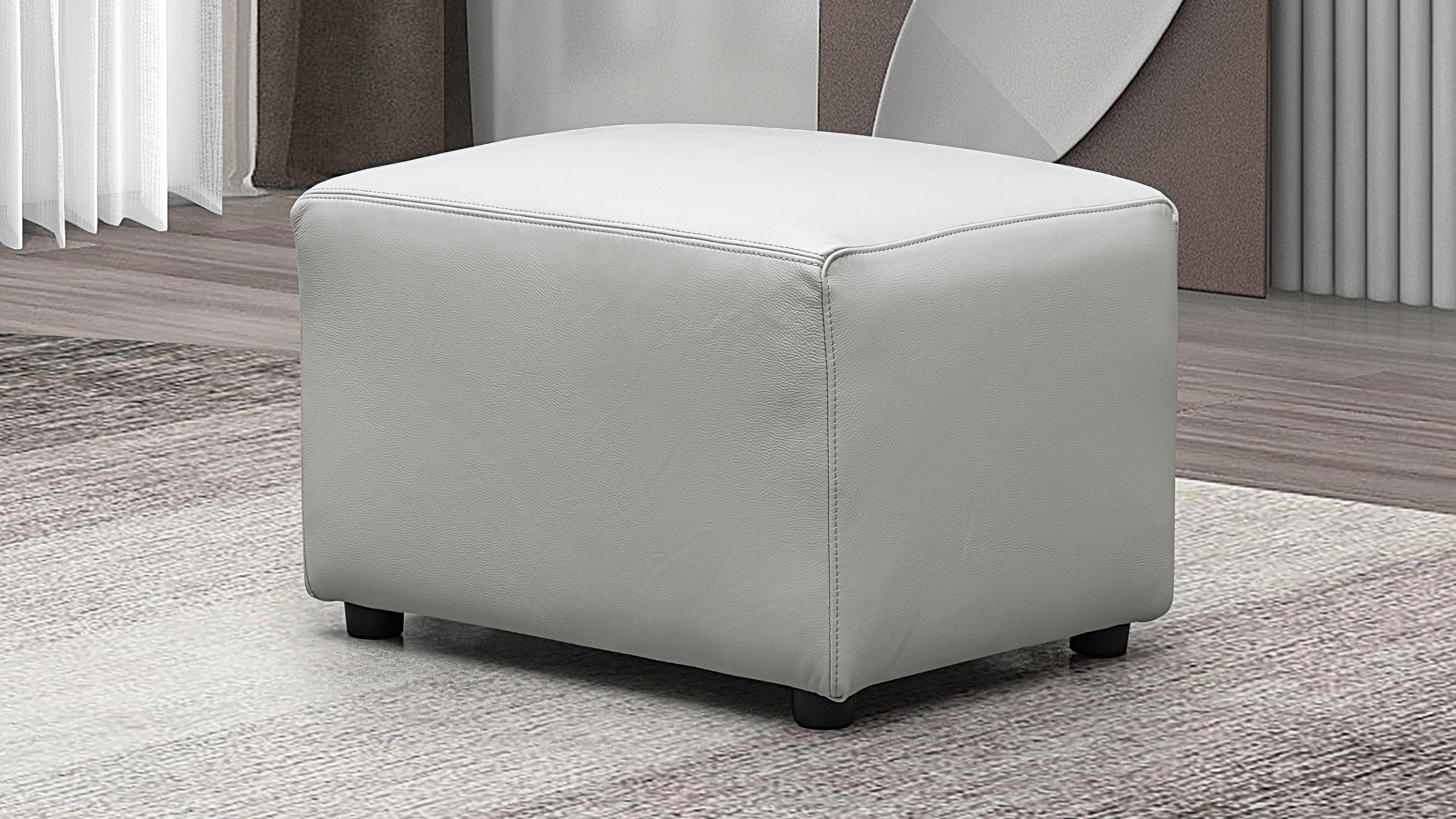 Crawford Leather Ottoman 2 Thumbnail