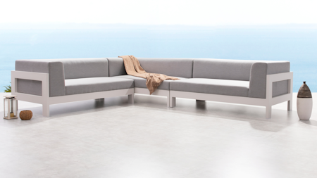 New Noosa White Outdoor Fabric Corner Lounge