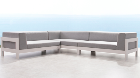 New Noosa White Outdoor Fabric Corner Lounge 7 Thumbnail