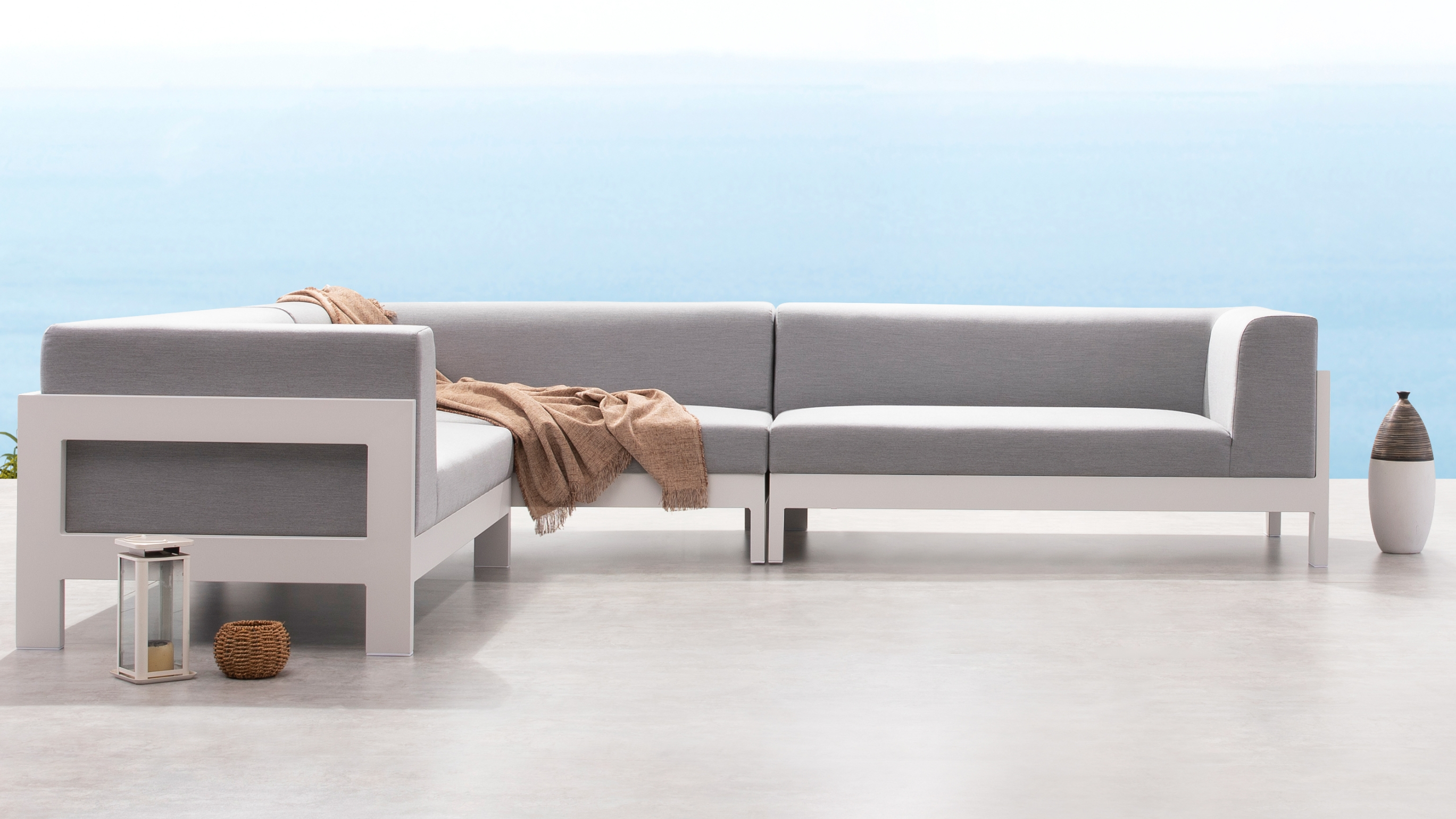 New Noosa White Outdoor Fabric Corner Lounge 10 Thumbnail