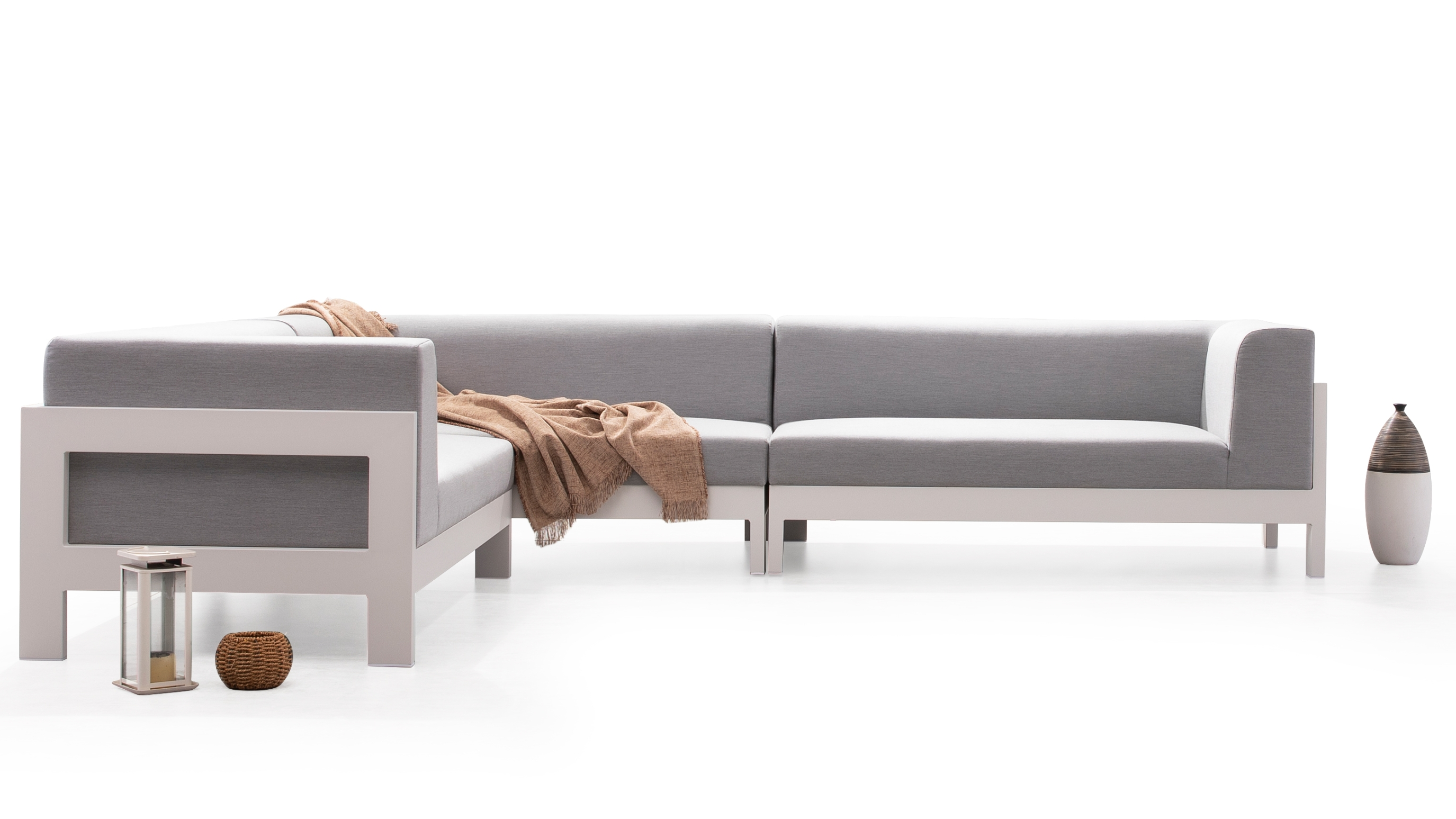 New Noosa White Outdoor Fabric Corner Lounge 10 Thumbnail