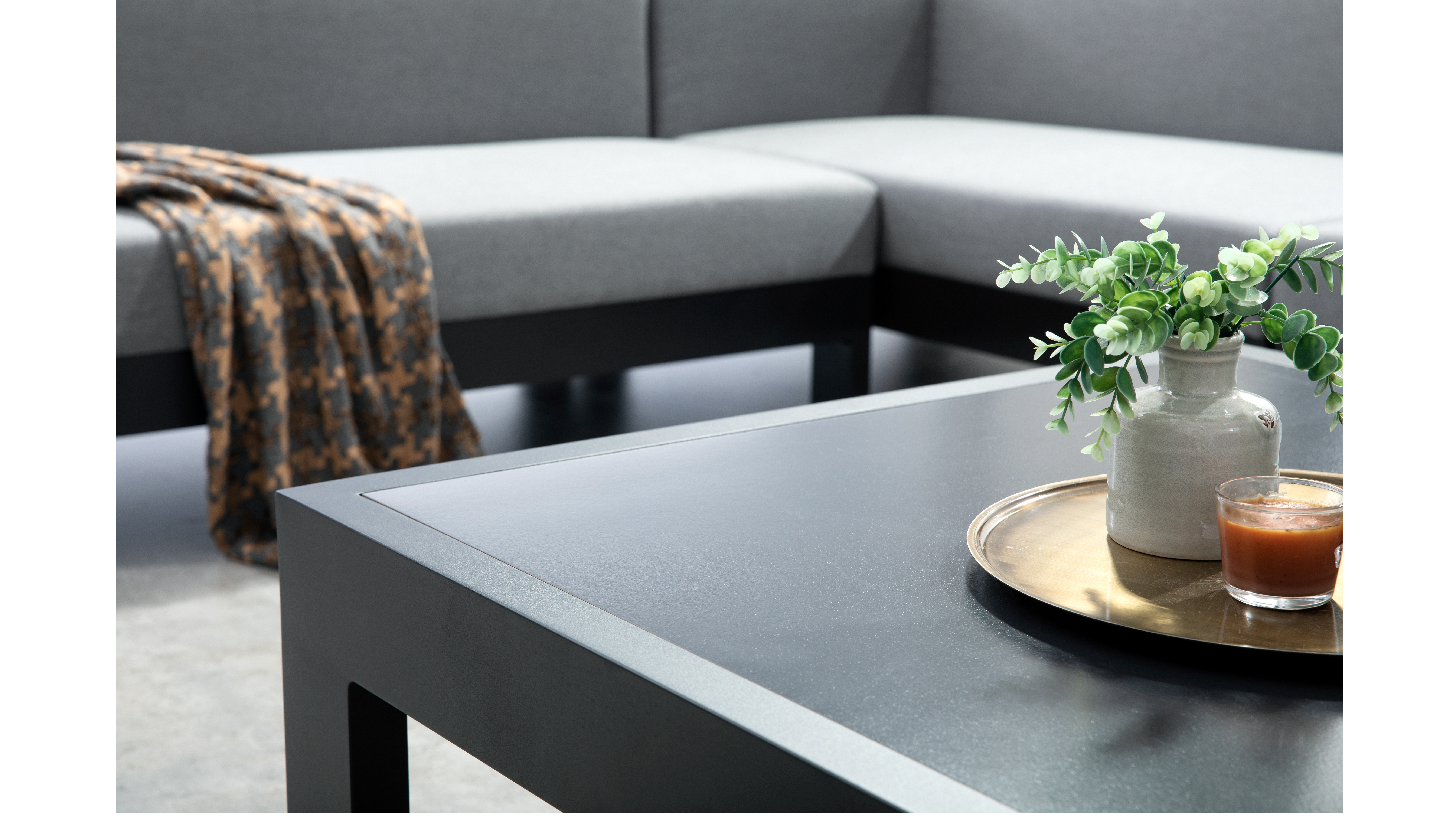 New Noosa Black Outdoor Fabric Corner Lounge With Coffee Table 9 Thumbnail