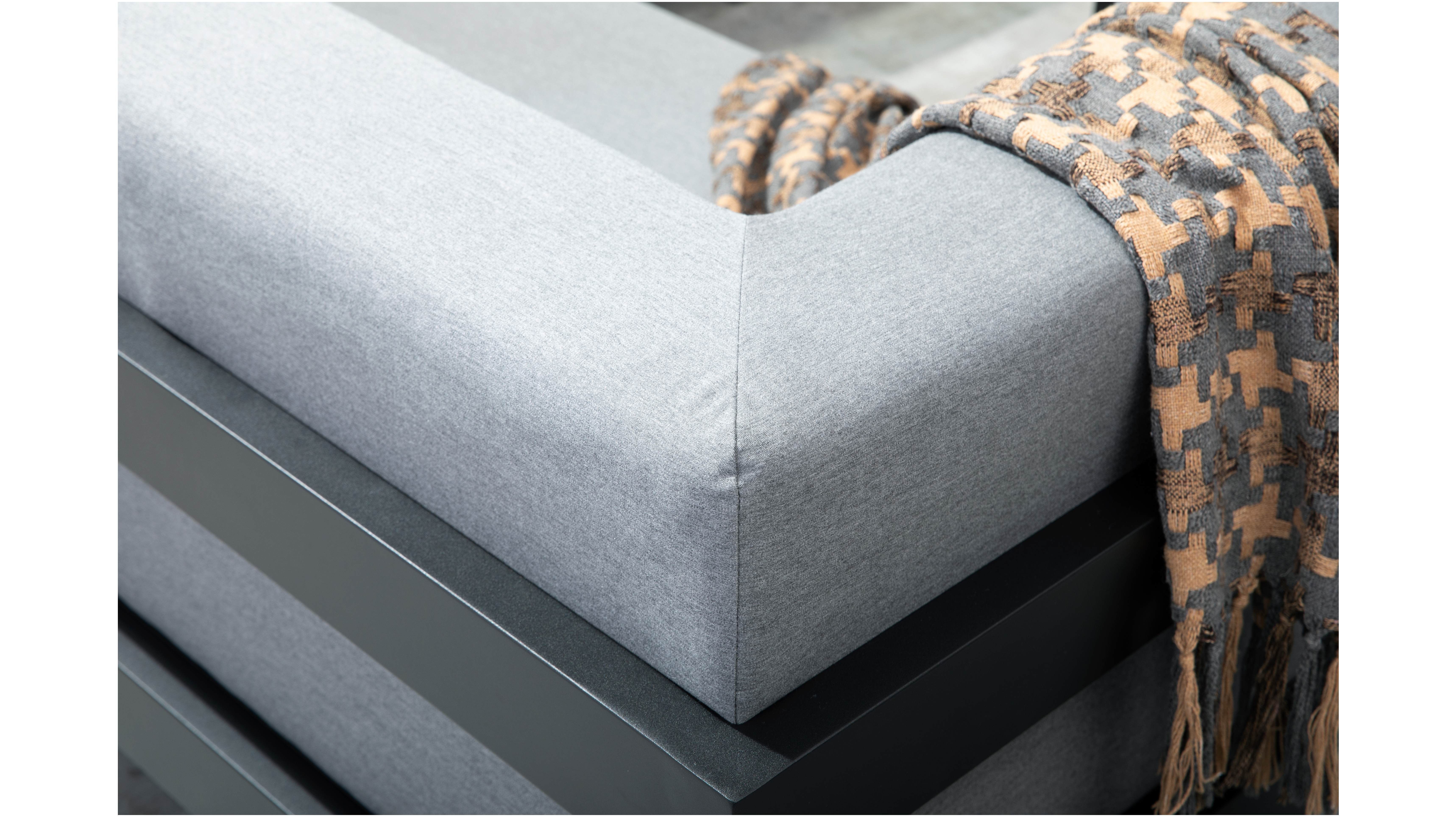 New Noosa Black Outdoor Fabric Corner Lounge With Coffee Table 9 Thumbnail