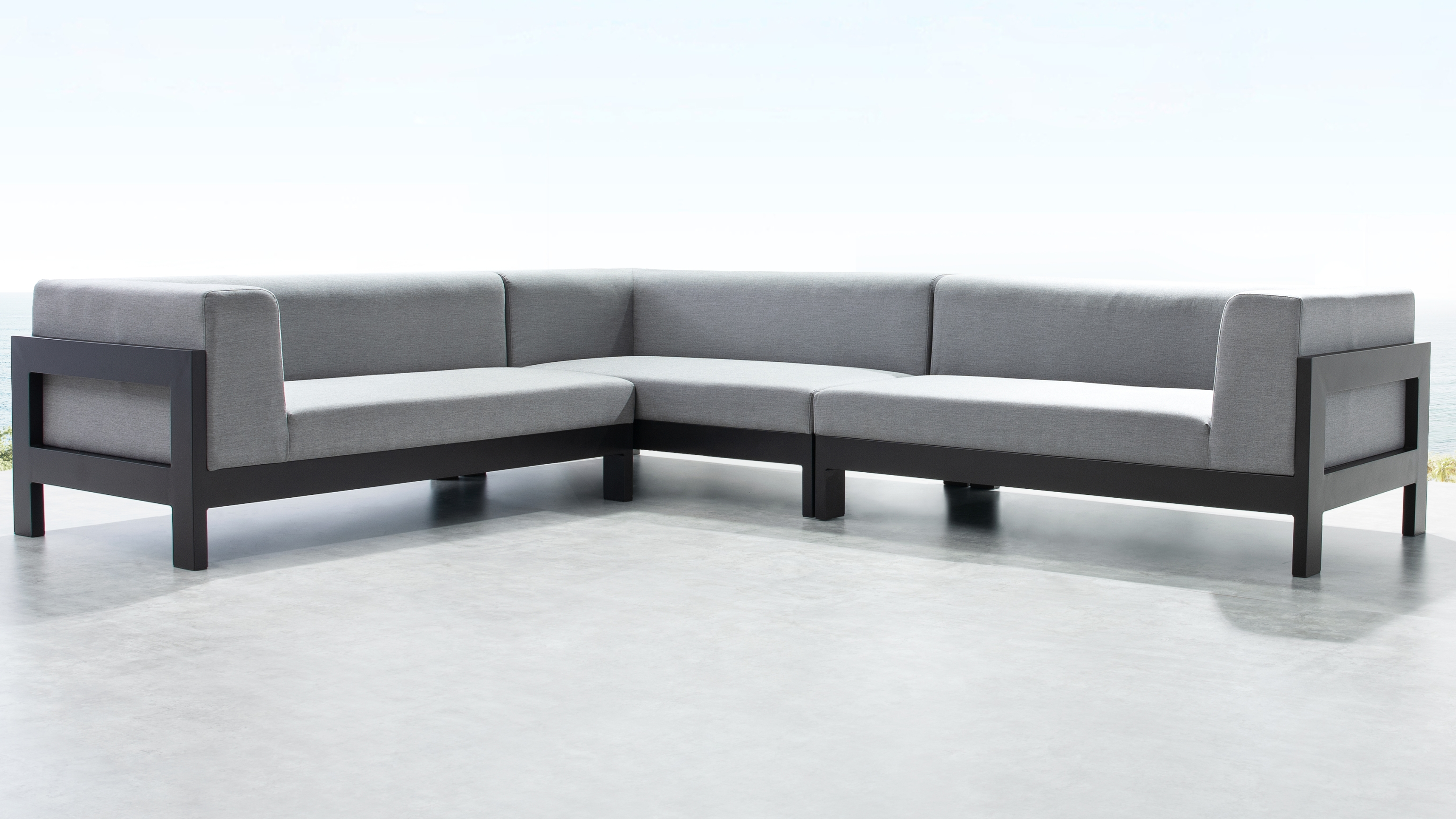 New Noosa Black Outdoor Fabric Corner Lounge 11 Thumbnail