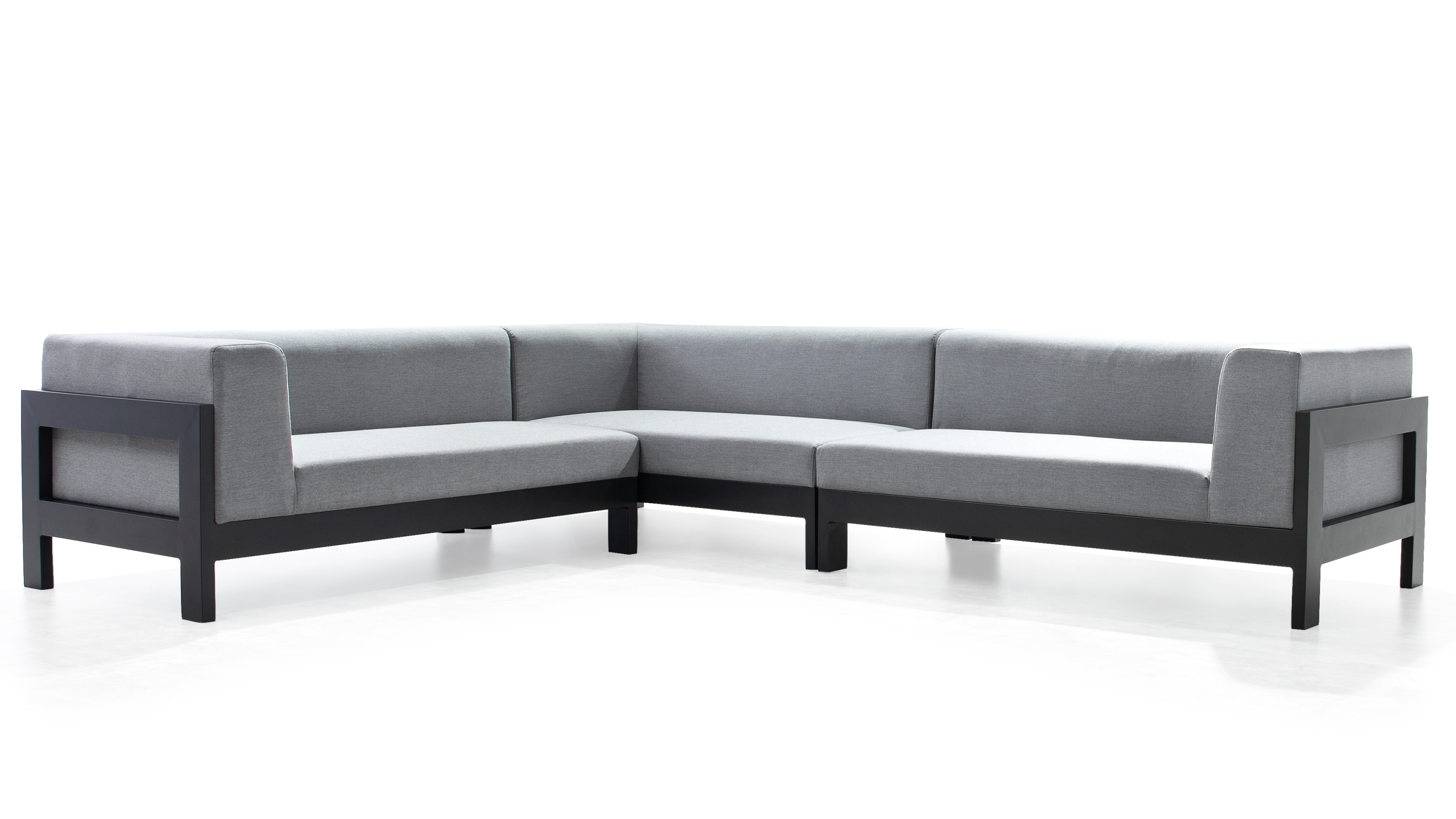 New Noosa Black Outdoor Fabric Corner Lounge 11 Thumbnail