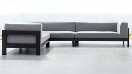 New Noosa Black Outdoor Fabric Corner Lounge