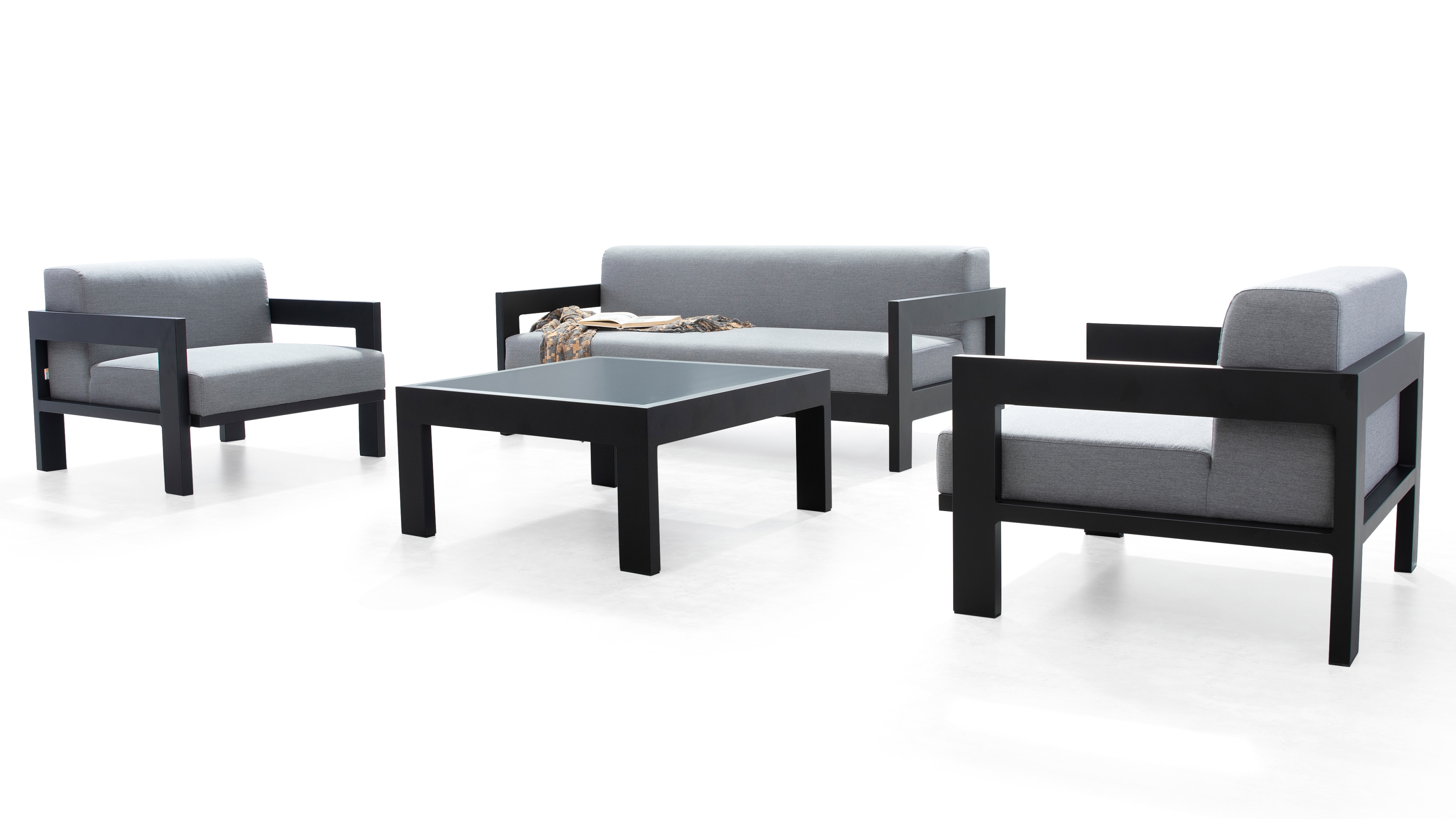 New Noosa Black Outdoor Lounge Set 2+1+1 With Coffee Table 13 Thumbnail