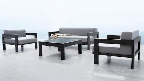 New Noosa Black Outdoor Lounge Set 2+1+1 With Coffee Table 11 Thumbnail