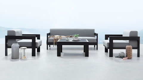 New Noosa Black Outdoor Lounge Set 2+1+1 With Coffee Table 11 Thumbnail