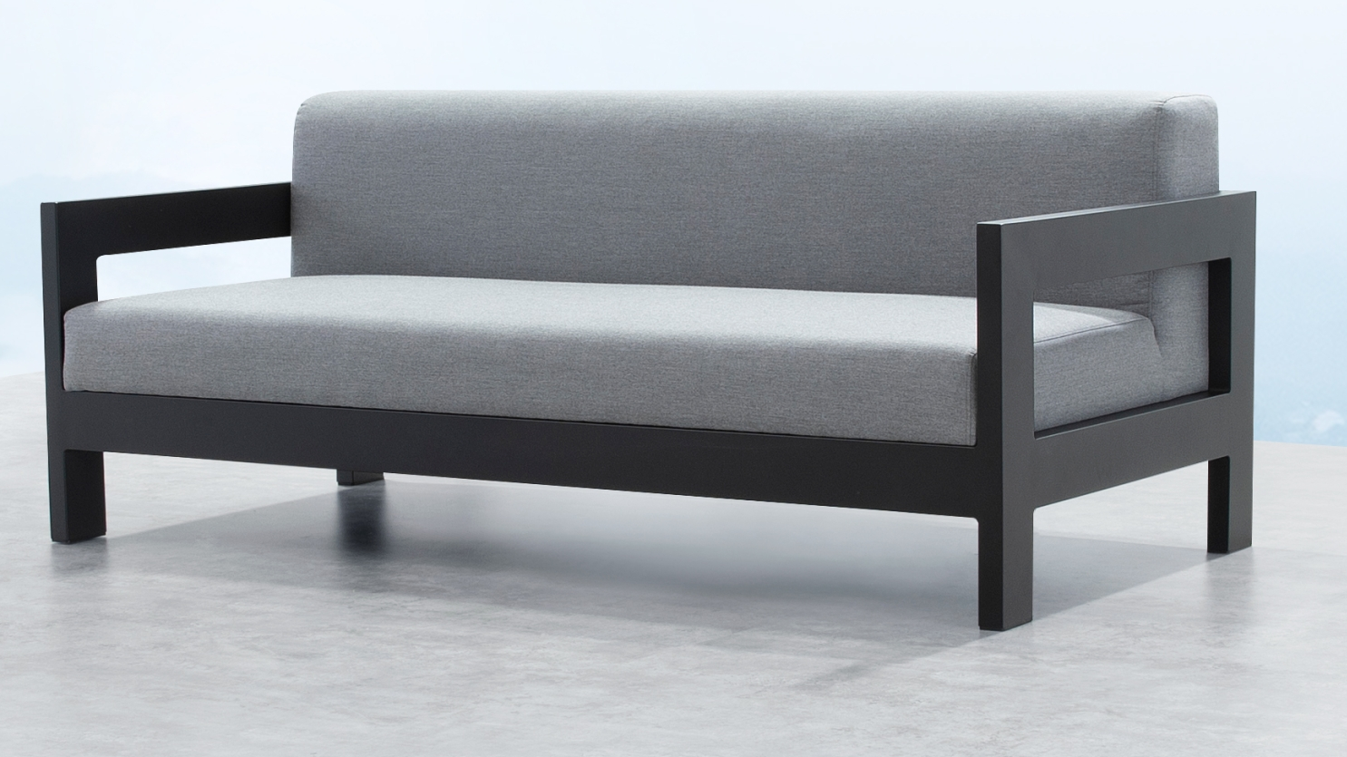 New Noosa Black Outdoor Fabric Two Seat Sofa 9 Thumbnail