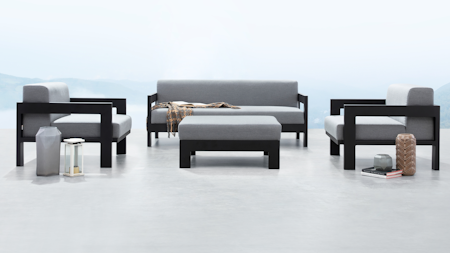 New Noosa Black Outdoor Lounge Set 2+1+1 With Ottoman