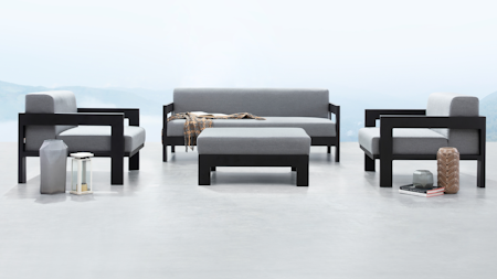 New Noosa Black Outdoor Lounge Set 2+1+1 with Ottoman