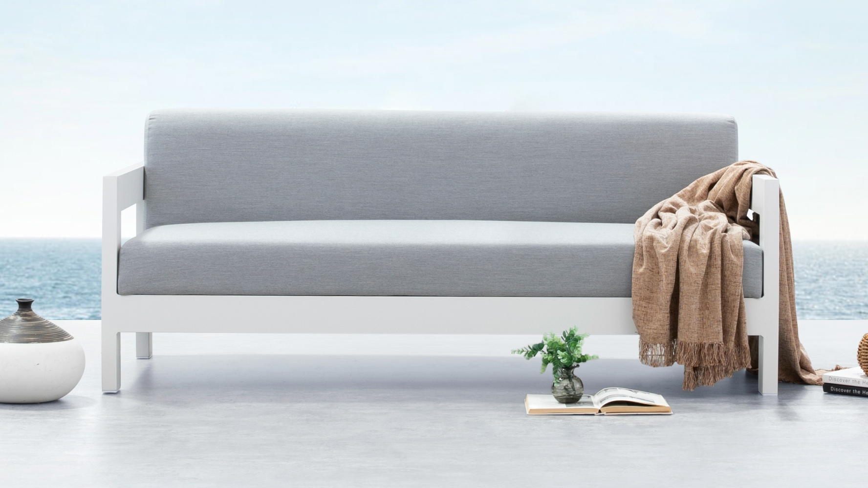 New Noosa White Outdoor Fabric Two Seat Sofa 10 Thumbnail