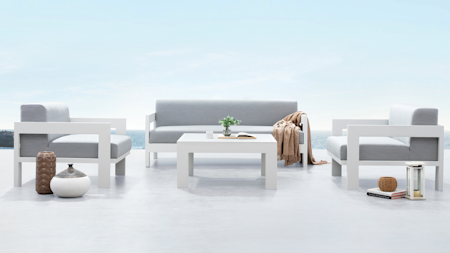 New Noosa White Outdoor Lounge Set 2+1+1 with Coffee Table
