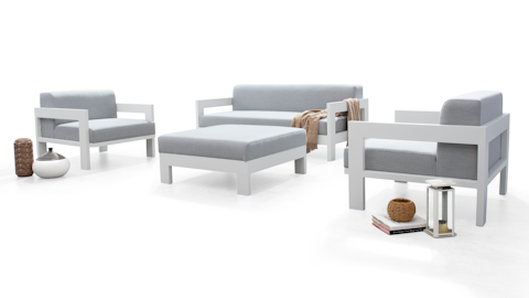 New Noosa White Outdoor Lounge Set 2+1+1 With Ottoman 5 Thumbnail