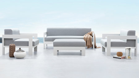 New Noosa White Outdoor Lounge Set 2+1+1 with Ottoman