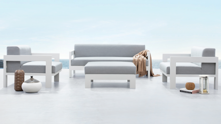 New Noosa White Outdoor Lounge Set 2+1+1 With Ottoman