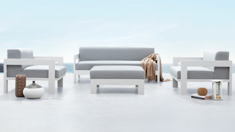 New Noosa White Outdoor Lounge Set 2+1+1 With Ottoman 5 Thumbnail