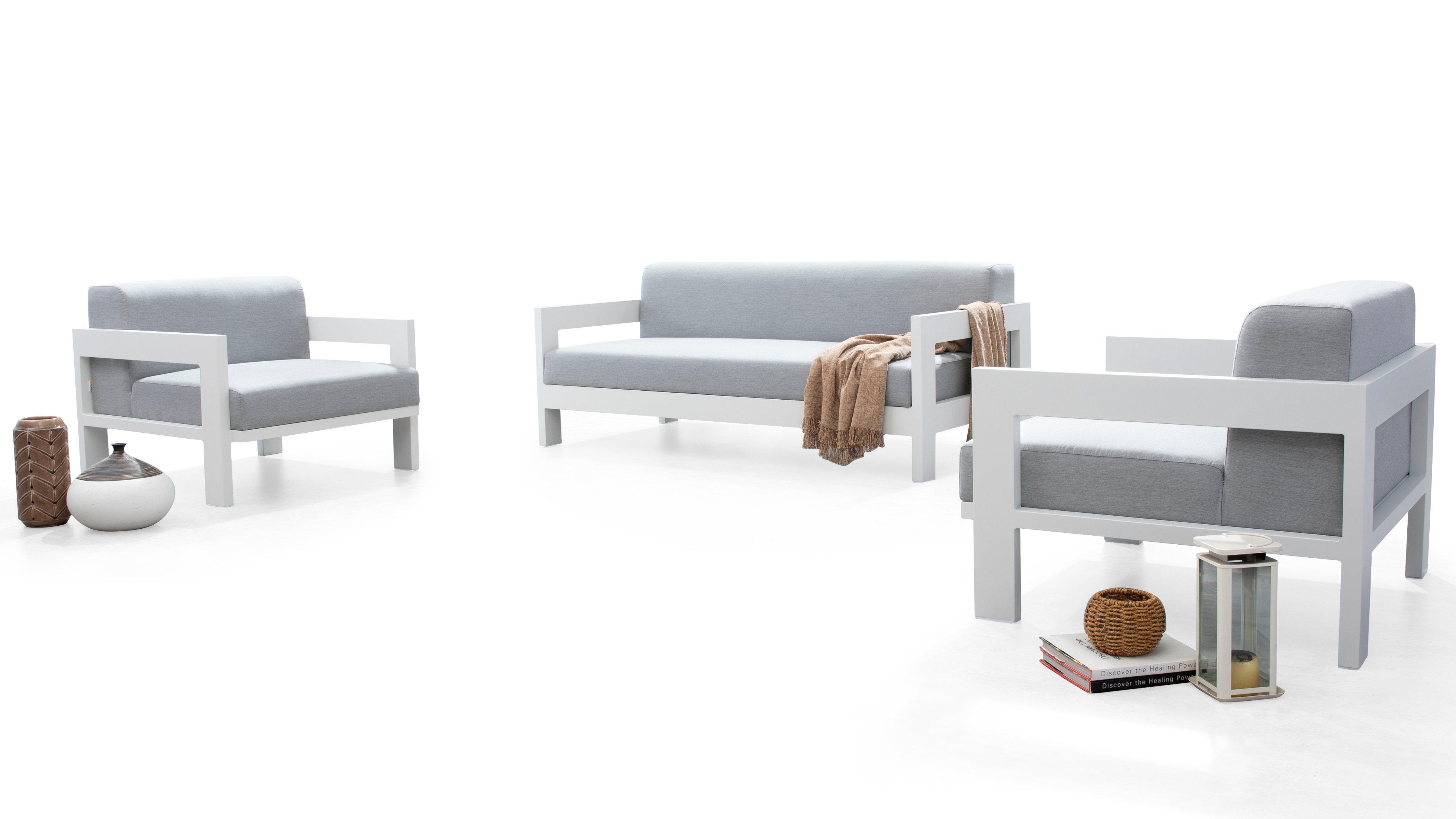 New Noosa White Outdoor Lounge Set 2+1+1 4 Thumbnail
