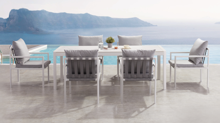 Manly White 7-piece Outdoor Ceramic Dining Set