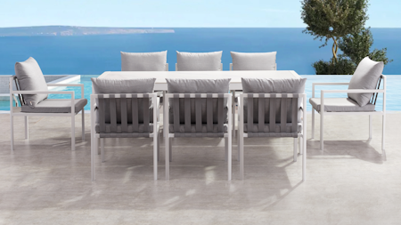 Manly White 9-piece Outdoor Ceramic Dining Set