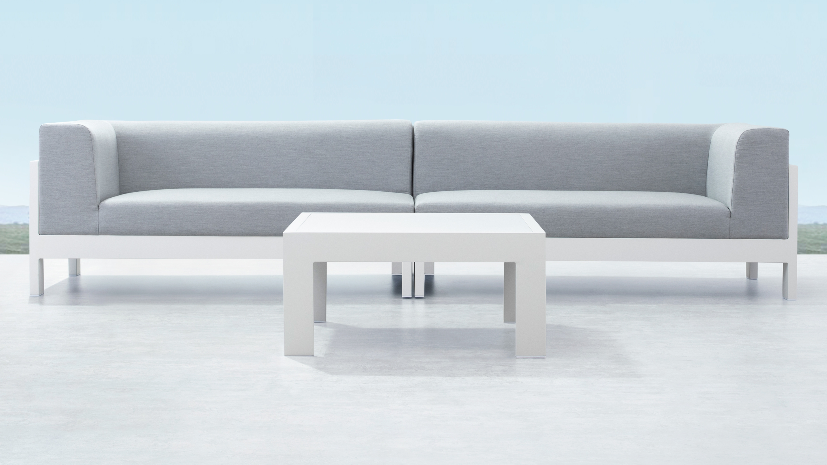 New Noosa White Outdoor Fabric Lounge With Coffee Table 9 Thumbnail